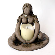 The Great Mother candle holder - Hematite