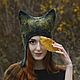 Autumnal Fox. Felted winter hat. Animal hat. Fox hat. Cat hat, Caps, Lipetsk,  Фото №1