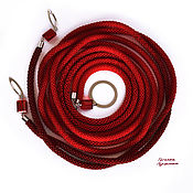 Аксессуары handmade. Livemaster - original item Thin beaded rope belt with Czech glass dark red. Handmade.