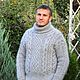  Модный пуховый свитер с высоким горлом вязан Аранами. Свитеры мужские. Пуховый магазинчик, Елена (2014E). Ярмарка Мастеров.  Фото №6