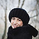 Hat knitted women lapel black, Caps, St. Petersburg,  Фото №1
