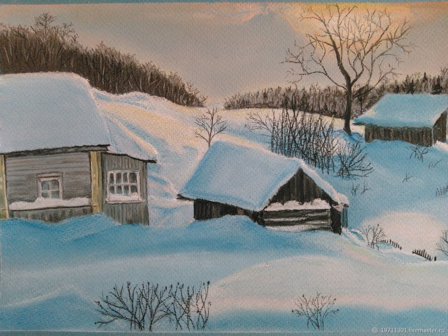 Был долгий зимний вечер. Деревня зимой картины. Картина зимний вечер. Деревня зимой пастелью серый.