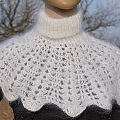 Аксессуары handmade. Livemaster - original item Shirt front downy white knitted openwork warm 100% downy yarn. Handmade.