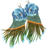 Украшения handmade. Livemaster - original item Earrings-brush: Beaded Earrings, Long Tassels, Floral motif. Handmade.