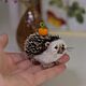 Ёжик с мандаринкой. Миниатюра из шерсти. Войлочная игрушка. Войлочные зверики Людмилы Демидович. Ярмарка Мастеров.  Фото №4