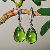 Украшения handmade. Livemaster - original item Silver-plated drop earrings in green color. Handmade.
