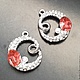A pair of pendants for jewelry art.2-60 with cubic zirconia and red crystal, Crystals, Blagoveshchensk,  Фото №1