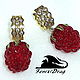 Raspberry berry lampwork gold-plated earrings, Earrings, Kazan,  Фото №1