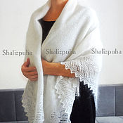 Аксессуары handmade. Livemaster - original item Shawls: handmade knitted white down shawl, 140h140 cm, 103. Handmade.