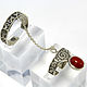 Double ring with red carnelian made of 925 silver HH0137 (VIDEO). All finger ring. Sunny Silver. My Livemaster. Фото №4