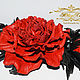Brooch made of leather Decoration leather scarlet rose Flowers leather, Brooches, Minsk,  Фото №1