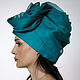 Turquoise silk organza turban with a bead Pearl. Caps. TURBAN SVS. My Livemaster. Фото №6