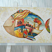 Картина маслом "Сказочная Царь Рыба"