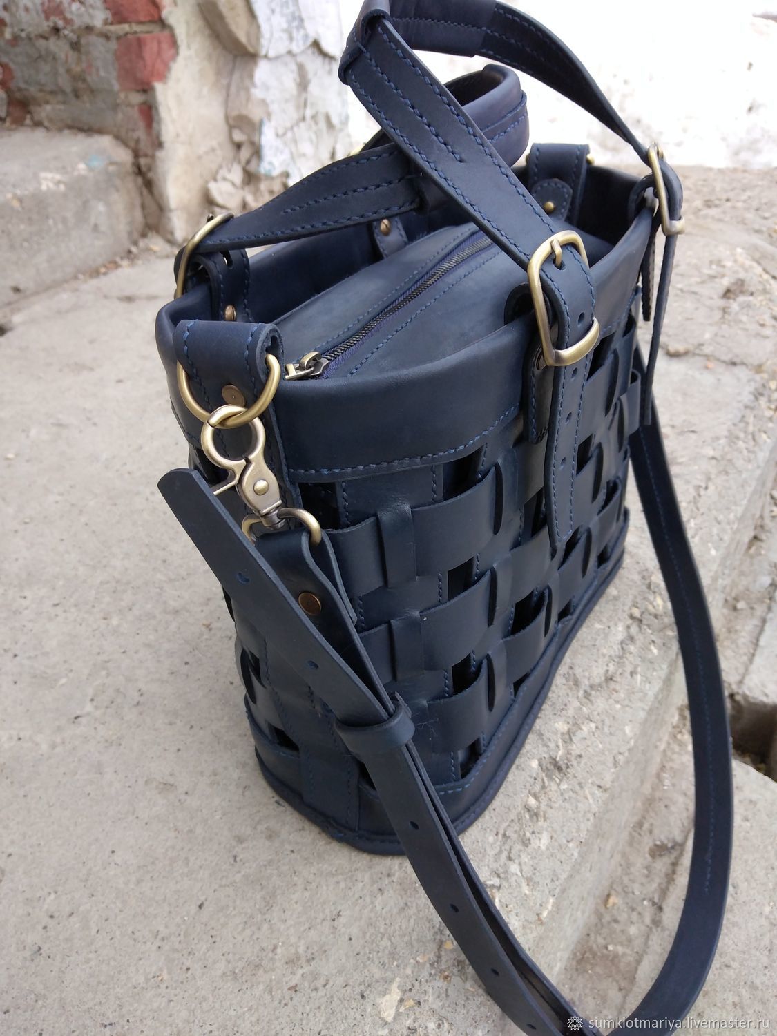  Leather bag Sarah blue, Crossbody bag, Balakovo,  Фото №1