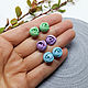 Set of floral earrings studs, a trio of Buds from polymer clay, Stud earrings, Moscow,  Фото №1