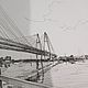 Painting black and white graphics A4 cable-stayed bridge in St. Petersburg drawing Rybatskoe. Pictures. paintmart (oikos). Online shopping on My Livemaster.  Фото №2
