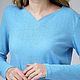 Женский голубой лонгслив из конопли, V-ворот. Лонгсливы. Uzor Wear. Ярмарка Мастеров.  Фото №4