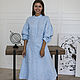 Order Linen dress with a blue stand-up collar. molinialife. Livemaster. . Dresses Фото №3