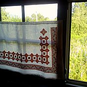 Для дома и интерьера handmade. Livemaster - original item Linen curtains for a country house with cross-stitch. Handmade.