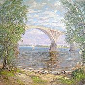 Картины и панно handmade. Livemaster - original item Painting - Saratov Bridge across the Volga. Handmade.