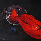 Oil painting Still life with red grapes