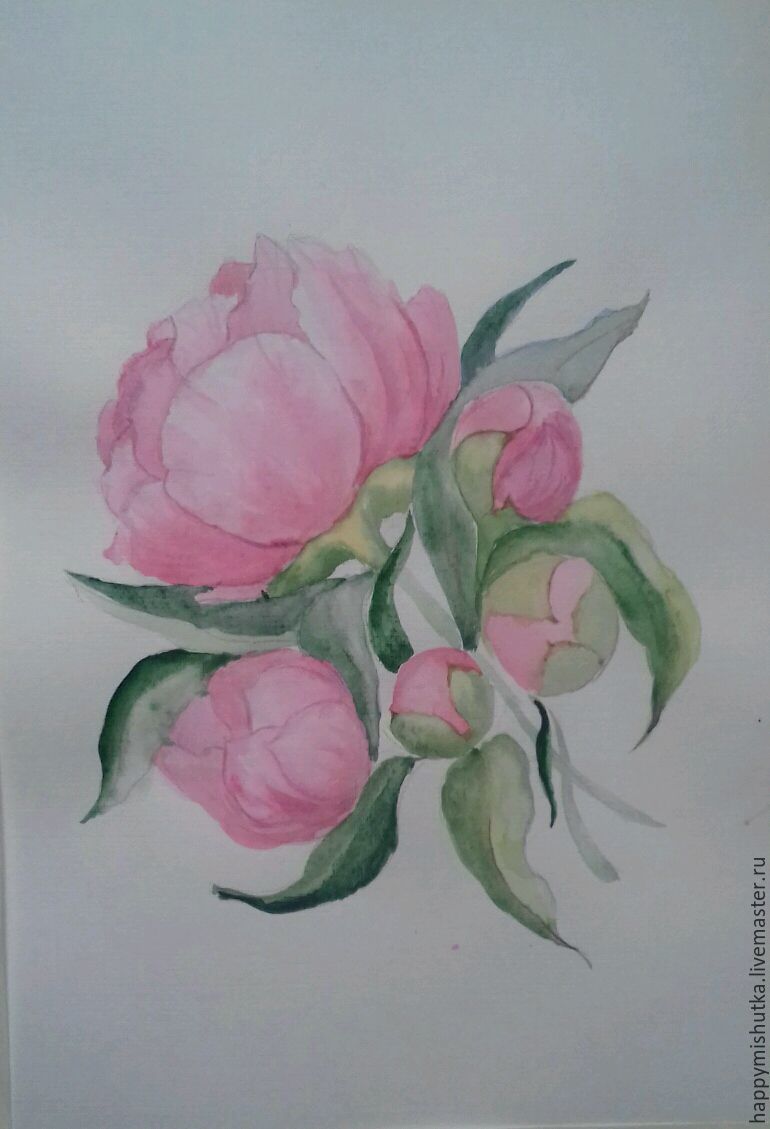 drawing watercolor flowers peonies shop online on livemaster with drawing watercolour