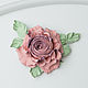 Order Rose Pink leather brooch with mint. Decoration leather. lanssveta. Livemaster. . Brooches Фото №3
