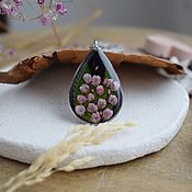 Украшения handmade. Livemaster - original item Drop pendant with real flowers. Pendant with pink flowers. Handmade.