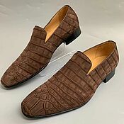 Обувь ручной работы handmade. Livemaster - original item Trendy men`s loafers, crocodile skin, tanning the leather, in brown color!. Handmade.