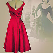 Одежда handmade. Livemaster - original item Red dress-vintage silk taffeta 