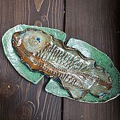 Посуда handmade. Livemaster - original item Ceramic plate Blue fish.. Handmade.