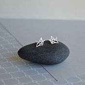 Украшения handmade. Livemaster - original item Silver stud earrings. Earrings cranes. Handmade.