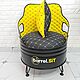 Желтое кресло из металла в офис Barrel.SiT. Кресла. Металлическая мебель из бочек Barrel. Интернет-магазин Ярмарка Мастеров.  Фото №2