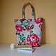 Order Beach Bag Cotton Shopper Bag with Large Flowers. mechty-o-lete. Livemaster. . Beach bag Фото №3