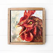 Картины и панно handmade. Livemaster - original item Rooster, painting with birds, painting in the kitchen, portrait.. Handmade.