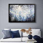Картины и панно handmade. Livemaster - original item Oil painting abstraction in a frame. Blue and white painting. Handmade.