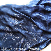 Батик шарф "Звездное небо" тонкий шелк
