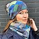 Hat and Snood knitted women's blue / grey / lime. Headwear Sets. irinamakatukha (IrinaMakatukha). Online shopping on My Livemaster.  Фото №2