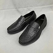 Обувь ручной работы handmade. Livemaster - original item Loafers made of genuine ostrich leather, black color!. Handmade.