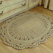 Для дома и интерьера handmade. Livemaster - original item Carpets: knitted oval cord rug with openwork border. Handmade.