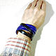 Leather bracelet 'Basket Blue Black 3i2 stripes'. Braided bracelet. schwanzchen. My Livemaster. Фото №5