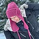 Шапка-ушанка вязаная УМА черная и ягодная. Шапка-ушанка. Вязаный кэжуал  UNIC Ирина. Интернет-магазин Ярмарка Мастеров.  Фото №2