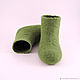 Green foliage is Felted booties from Merino wool 8,3 cm 1 pair. Babys bootees. bornlenki. Online shopping on My Livemaster.  Фото №2