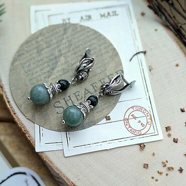 Украшения ручной работы. Ярмарка Мастеров - ручная работа Серьги "Утро туманное" с нефритом и агатом. Handmade.