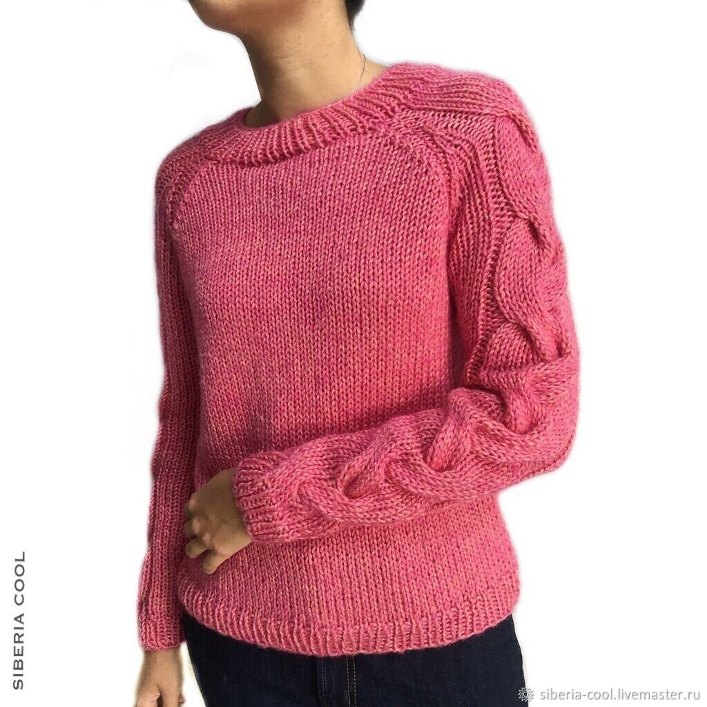 Women's jumper Dry rose pink, wool, mohair, braids, large knitting – купить  на Ярмарке Мастеров – MJT66COM | Jumpers, Voronezh