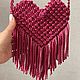 Сумка-сердечко бордового цвета. Сумка через плечо. Macrame_ecodecor (Оксана Куликова). Ярмарка Мастеров.  Фото №4