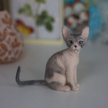 Сфинкс. Фигурка по фотографии питомца. Сухое валяние.. . Куклы и игрушки ручной работы - Ярмарка Мастеров Куклы и игрушки ручной работы. Ярмарка Мастеров - ручная работа Сфинкс. Фигурка по фотографии питомца. Сухое валяние.. Handmade.