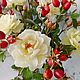 Букет: Чайные розы и шиповник из Холодного фарфора, Букеты, Калининград,  Фото №1