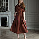Order PETRA women's business dress made of natural chocolate-colored fabrics. BRAGUTSA. Livemaster. . Dresses Фото №3