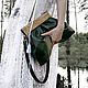 Темно зелёная сумка болотного цвета из кожи хаки милитари коричневая, Классическая сумка, Москва,  Фото №1